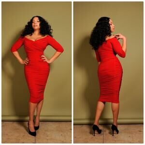 Laura Byrnes Women's Red Monica 1/2 Sleeves Dress Size 4X